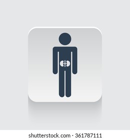 Flat black Kidneys icon on rounded square web button