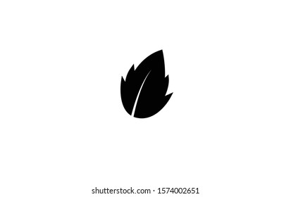 flat black leaf icon. Logo element illustration