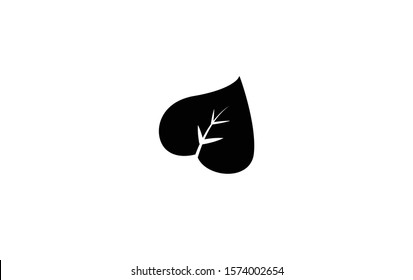 flat black leaf icon. leaf logo design vector