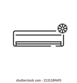 flat black line air conditioner icon vector logo template