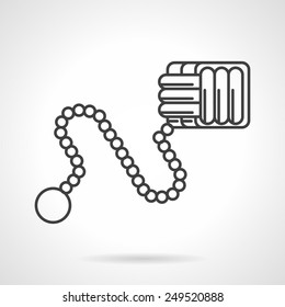 Flat black line vector icon for monkeys fist knot with chain on white background. 