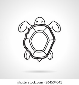 Flat black line vector icon for sea turtle on white background. Wildlife nature creatures.