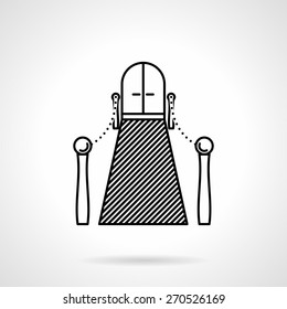 Flat black line vector icon for entrance with carpet and borders for hotel or restaurant on white background.