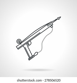Flat black line vector icon for equipment for underwater hunting on white background. 
