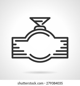Flat black line vector icon for tube valve or faucet on white background.