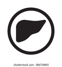 Flat black Liver web icon in circle on white background