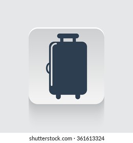 Flat black Luggage icon on rounded square web button