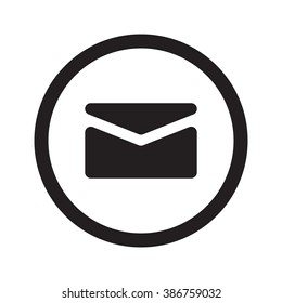 Flat black Mail web icon in circle on white background