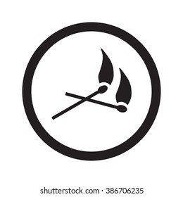 Flat black Matches web icon in circle on white background