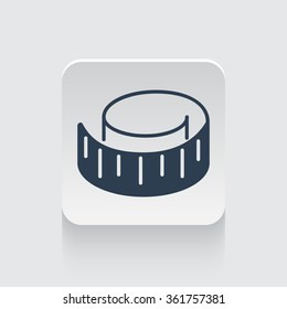 Flat black Measuring Tape icon on rounded square web button