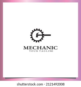 Flat black Mechanic logo premium elegant template vector eps 10
