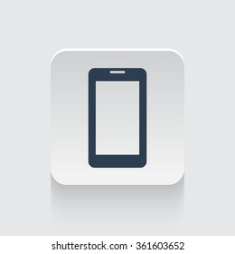 Flat black Mobile Phone icon on rounded square web button