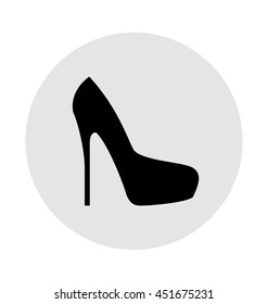 Flat black monochrome shoes icon, elegant woman shoes sign, female symbol, vector illustration