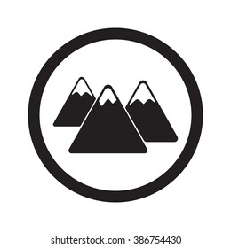 Flat black Mountain web icon in circle on white background
