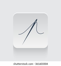 Flat black Needle icon on rounded square web button
