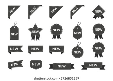 Flat Black Nuevo conjunto de etiquetas y insignias de cinta
