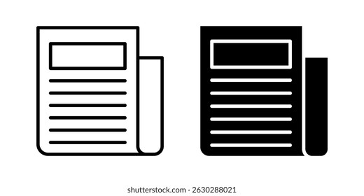 flat black newspape Icon set. Symbol isolated white background. vector illustration. color editable.