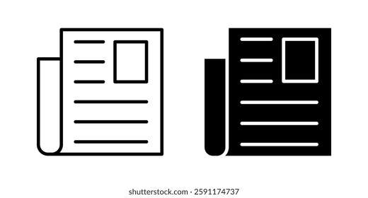 flat black newspape Icon set.Symbol isolated white background. vector illustration. color editable.