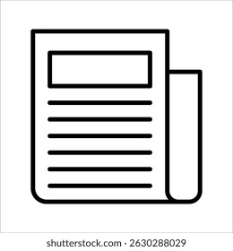 flat black newspape Icon Symbol isolated wh kground. vector illustration. color editable. 