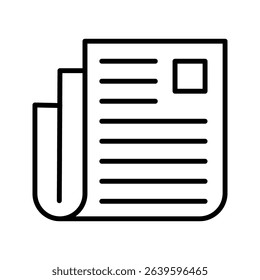 flat black newspaper icon on white background
