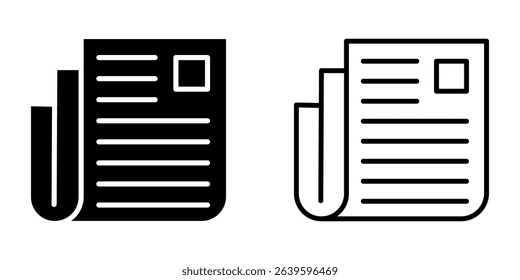flat black newspaper icon on white background