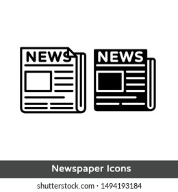 flat black newspaper vector icon