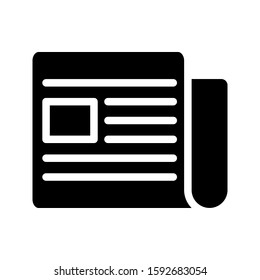 flat black newspaper vector icon. vector illustration. editable news icon.