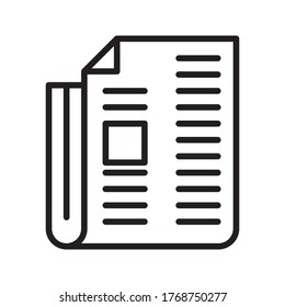 flat black newspaper vector icon on white background