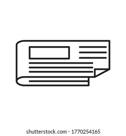 icono del vector de periódico negro plano sobre fondo blanco