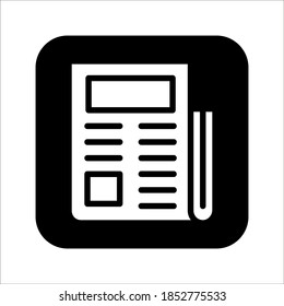 flat black newspaper vector icon on white background color editable