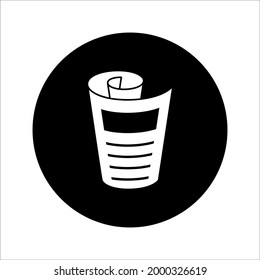 flat black newspaper vector icon on white background. color editable