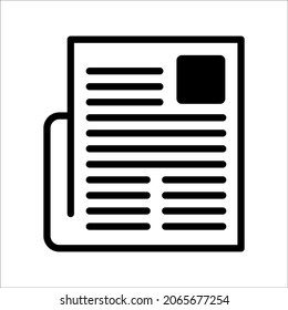 icono del vector de periódico negro plano sobre fondo blanco