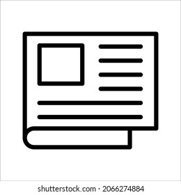 icono del vector de periódico negro plano sobre fondo blanco
