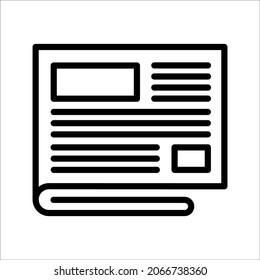 flat black newspaper vector icon on white background