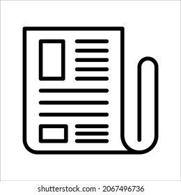 flat black newspaper vector icon on white background