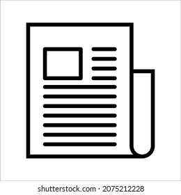 flat black newspaper vector icon on white background