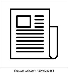 flat black newspaper vector icon on white background