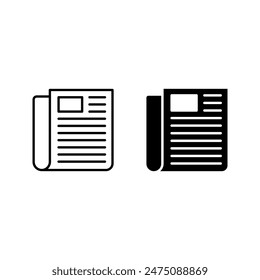 flat black newspaper vector icon color editable