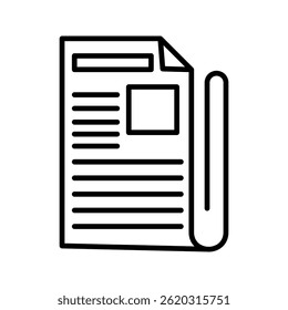 flat black newspaper vector icon , vector illustration, pictogram isolated on white background. color editable