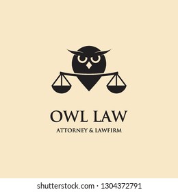 flat black owl bird hold justice scales logo icon vector template