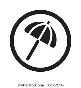 Flat black Parasol web icon in circle on white background