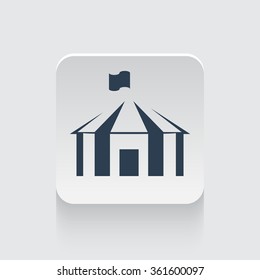 Flat black Party Tent icon on rounded square web button