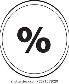 Flat black Percentage sign web icon in circle isolated on white background vector illustration