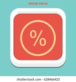 Flat black Percentage web icon in circle on white background