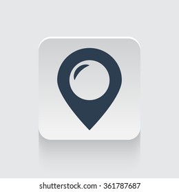 Flat black Place icon on rounded square web button