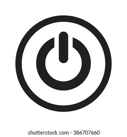 Flat black Power web icon in circle on white background