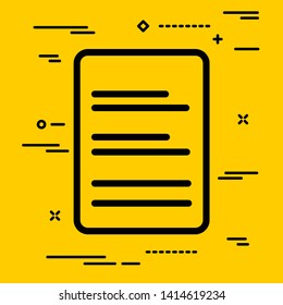 Flat black product catalog list icon on yellow background