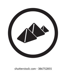 Flat black Pyramids web icon in circle on white background