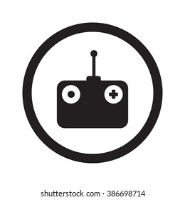 Flat black Radio Control web icon in circle on white background