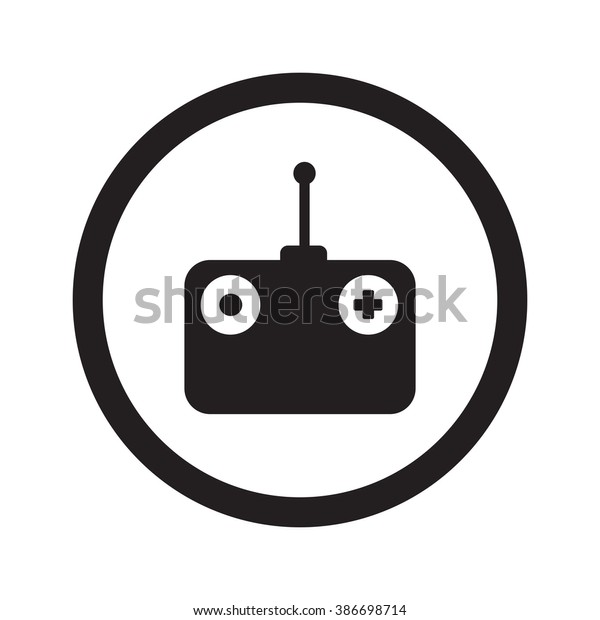 Flat black Radio Control web icon in circle on\
white background